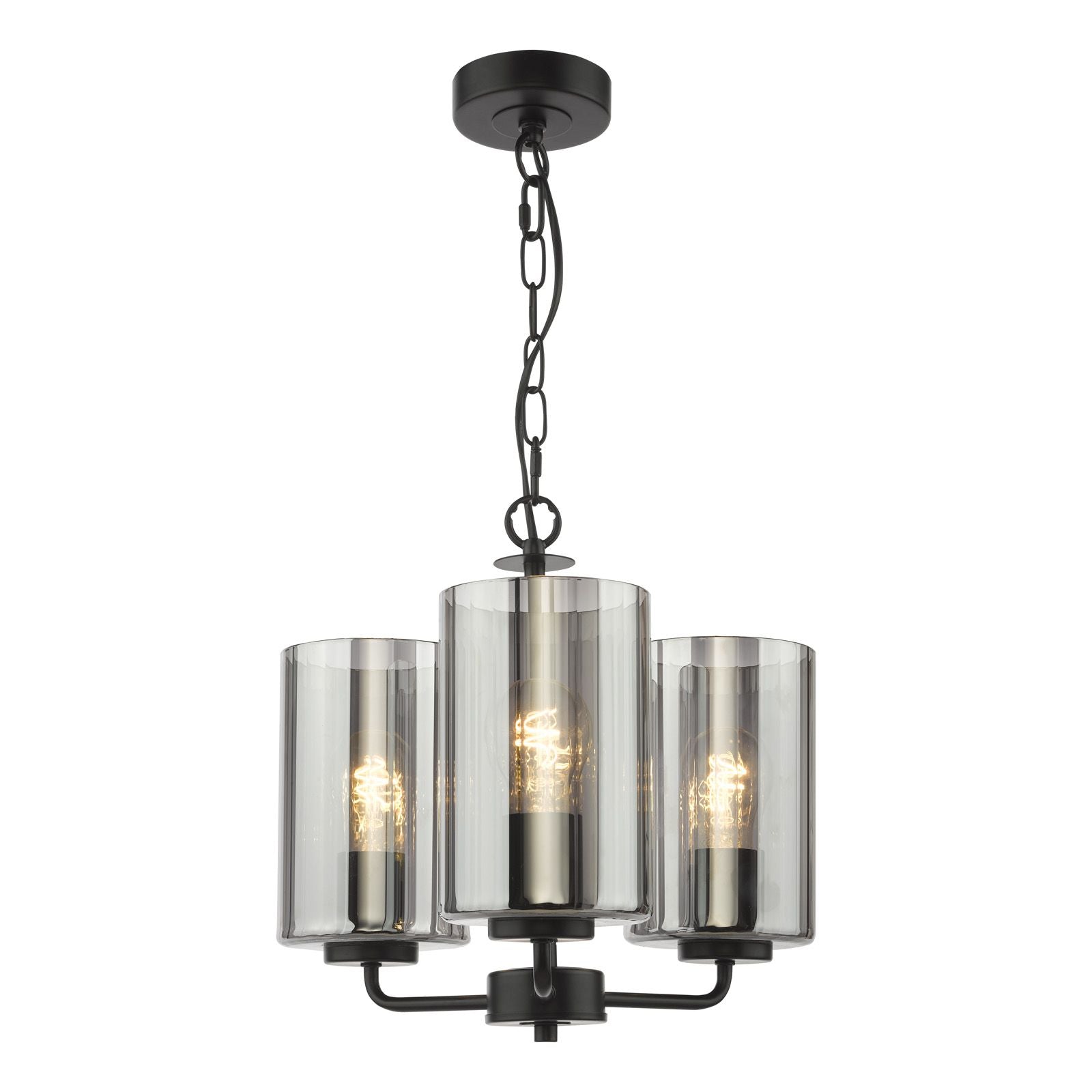 Daylin 3Lt/ 5Lt  Ceiling Light-  Satin Black / Satin Gold w Ribbed Glass Finishes