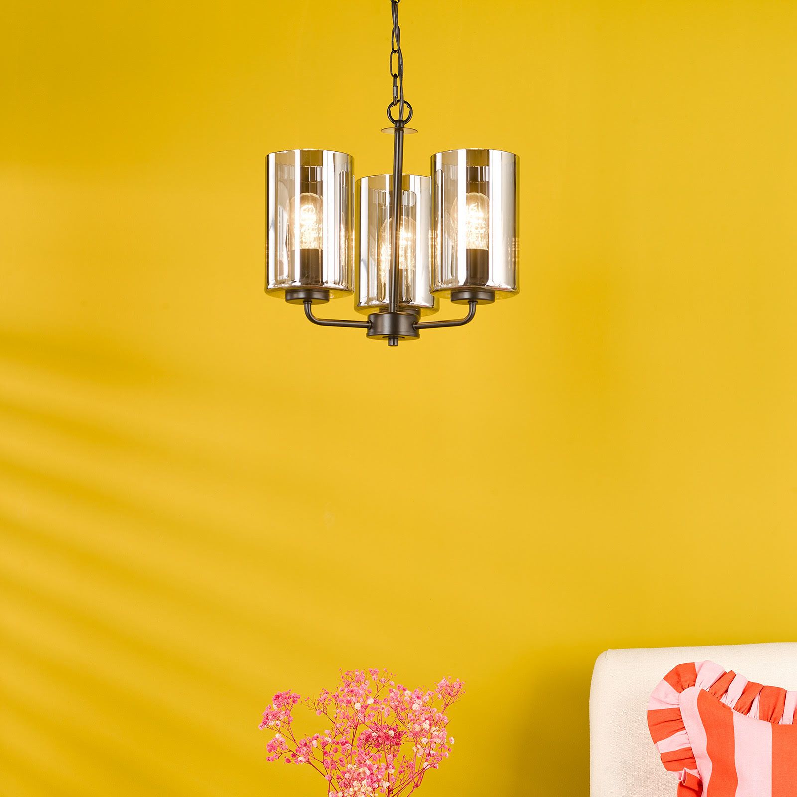 Daylin 3Lt/ 5Lt  Ceiling Light-  Satin Black / Satin Gold w Ribbed Glass Finishes