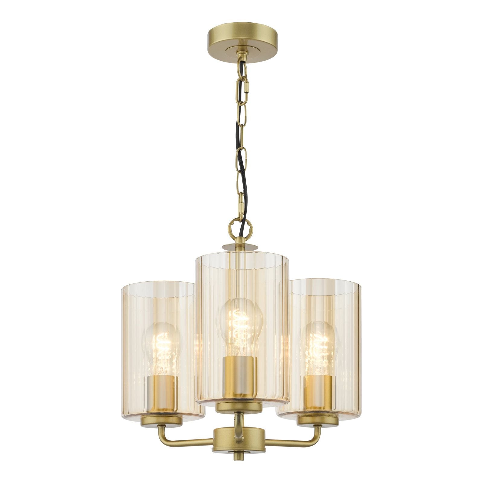 Daylin 3Lt/ 5Lt  Ceiling Light-  Satin Black / Satin Gold w Ribbed Glass Finishes