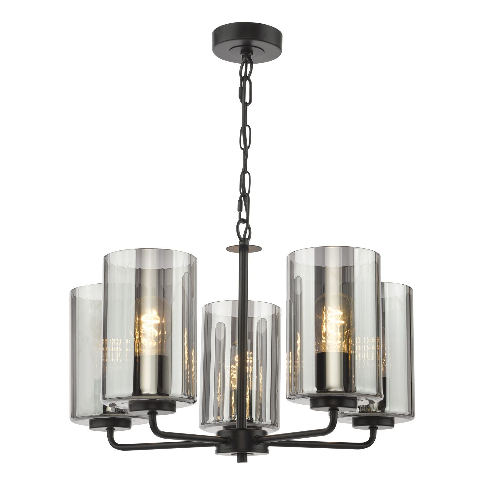 Daylin 3Lt/ 5Lt  Ceiling Light-  Satin Black / Satin Gold w Ribbed Glass Finishes