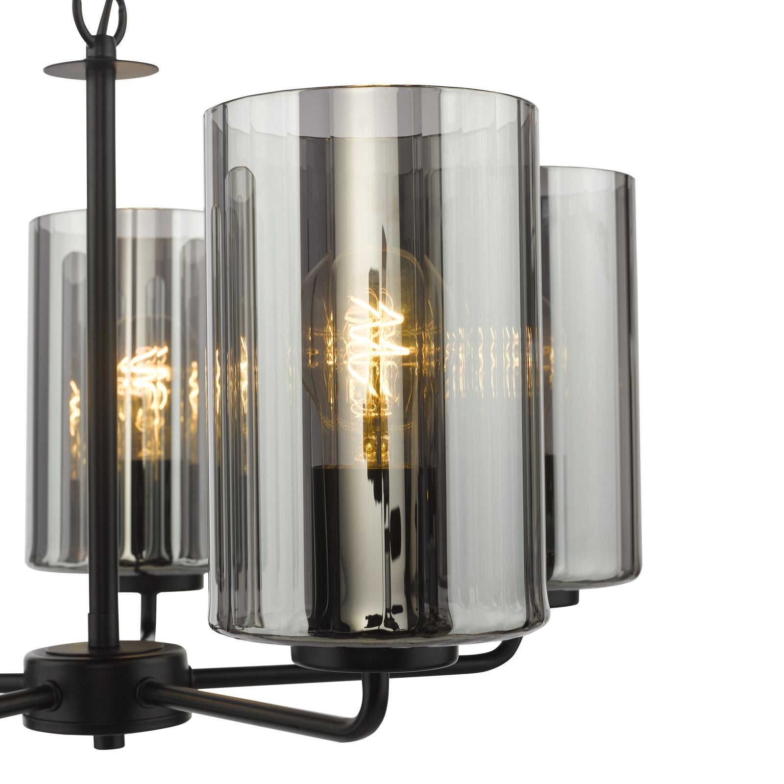 Daylin 3Lt/ 5Lt  Ceiling Light-  Satin Black / Satin Gold w Ribbed Glass Finishes