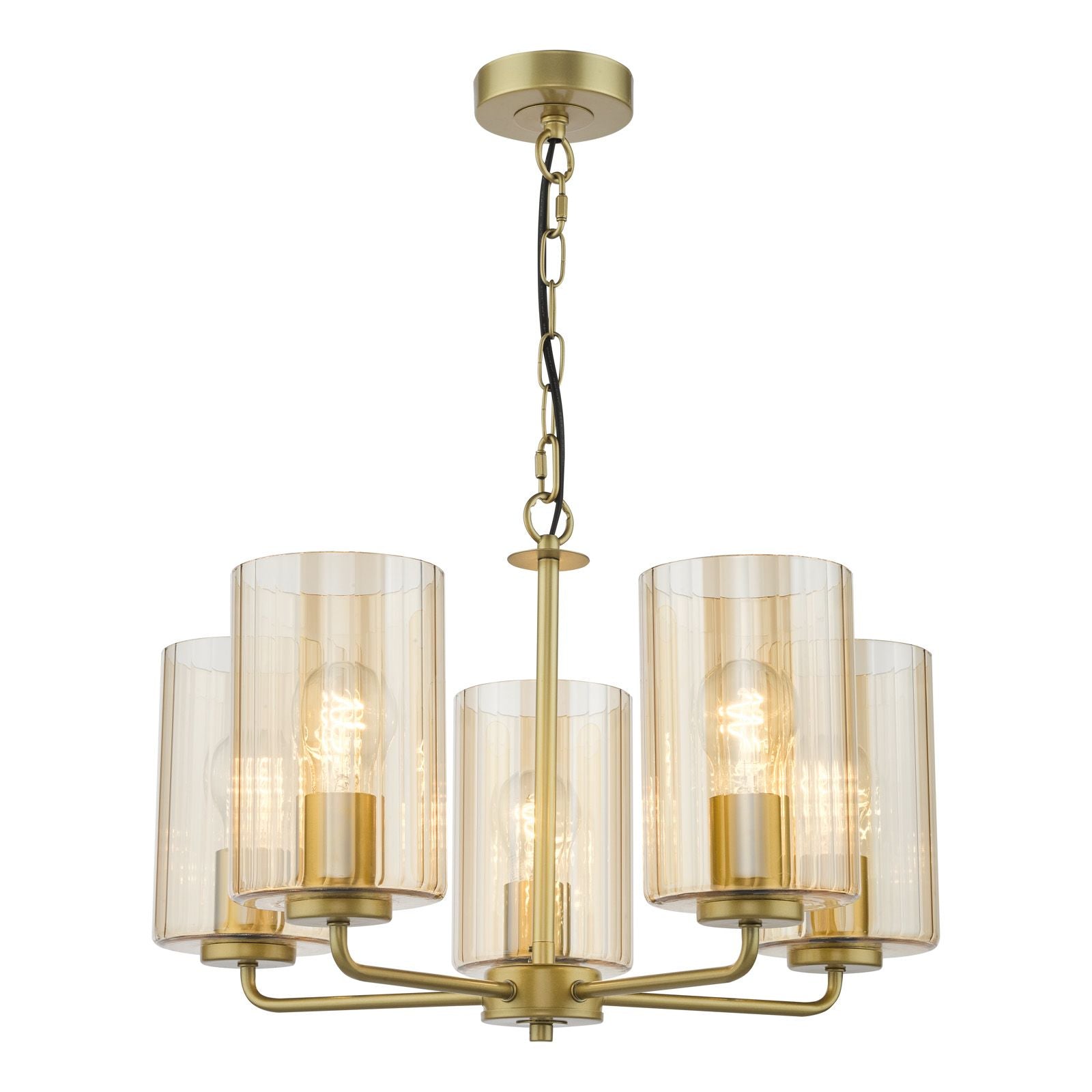 Daylin 3Lt/ 5Lt  Ceiling Light-  Satin Black / Satin Gold w Ribbed Glass Finishes