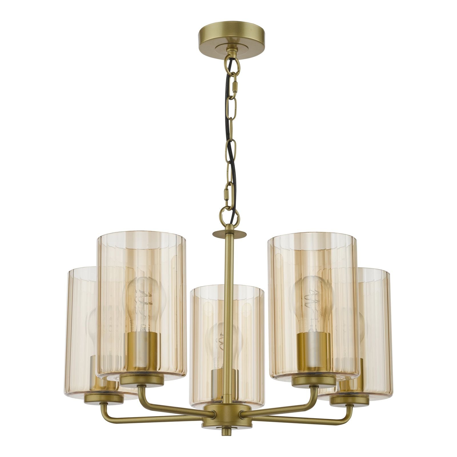 Daylin 3Lt/ 5Lt  Ceiling Light-  Satin Black / Satin Gold w Ribbed Glass Finishes