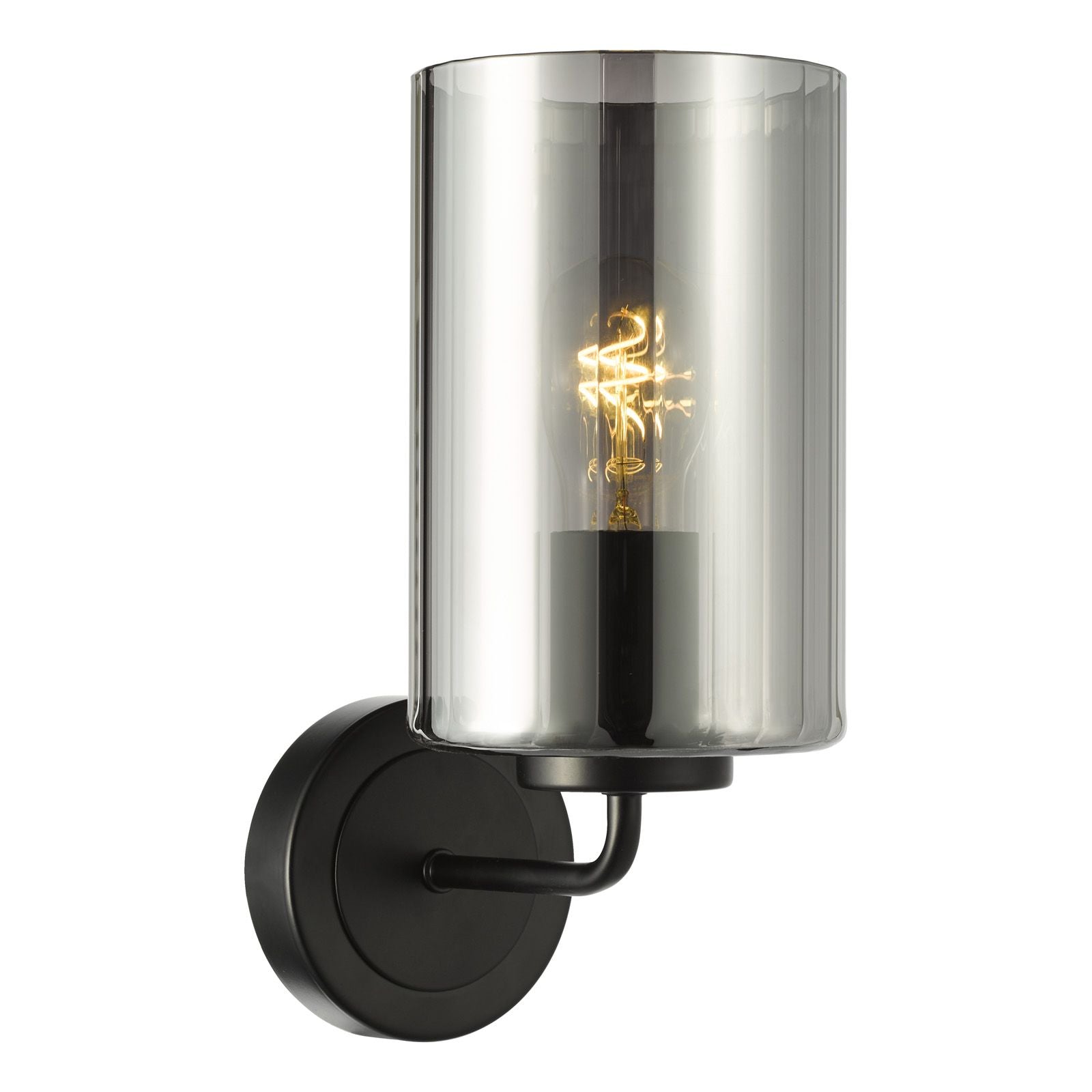Daylin Wall Light-  Satin Black/ Satin Gold w Ribbed Glass Finishes