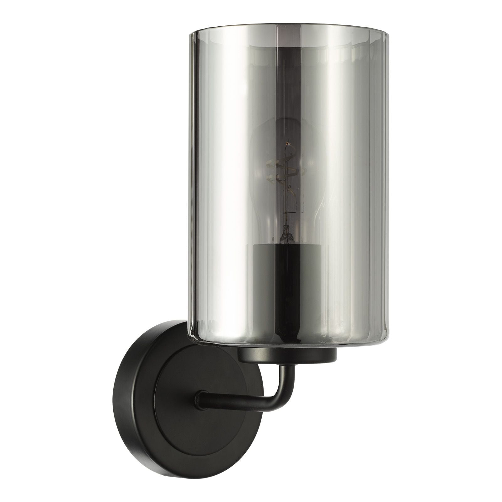 Daylin Wall Light-  Satin Black/ Satin Gold w Ribbed Glass Finishes