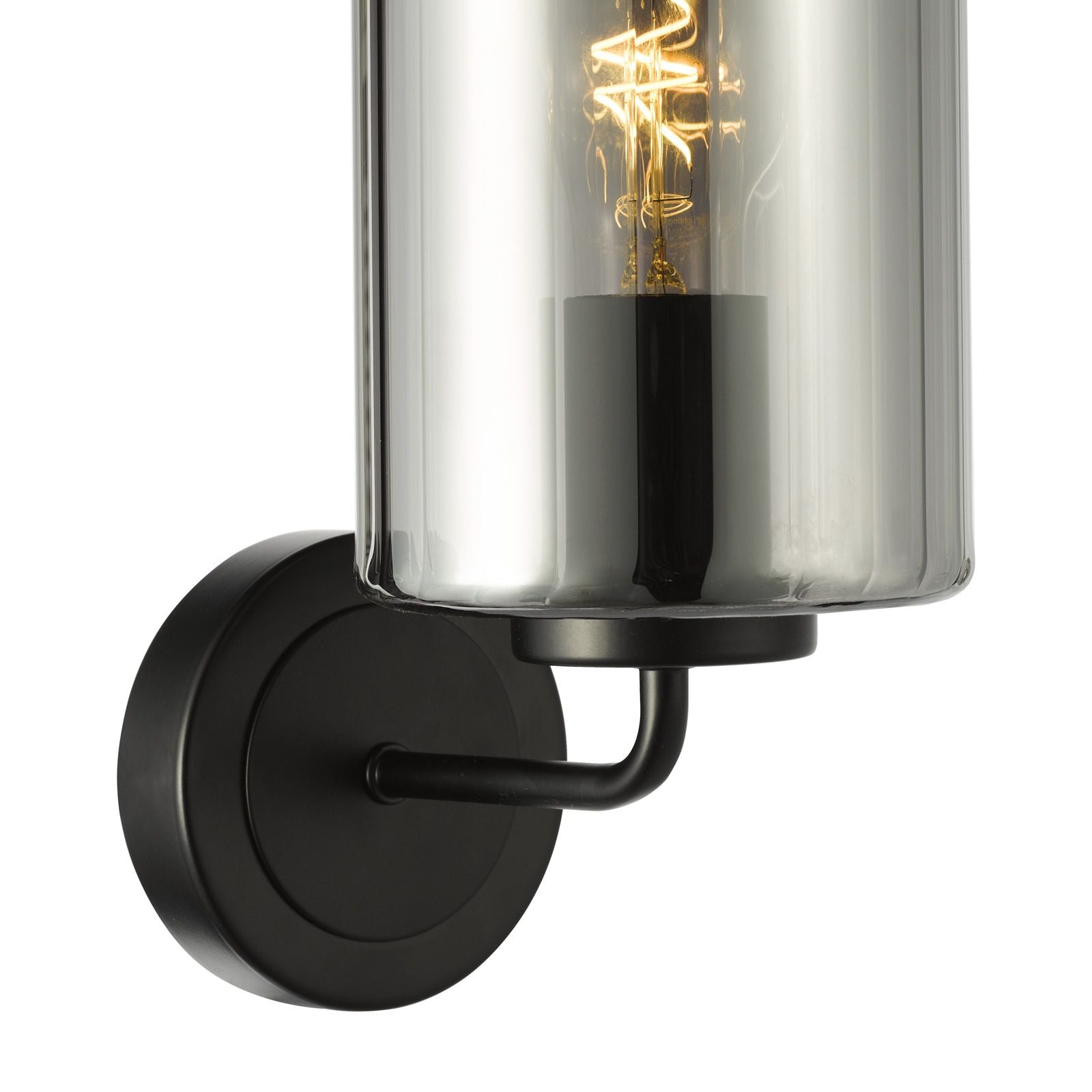 Daylin Wall Light-  Satin Black/ Satin Gold w Ribbed Glass Finishes