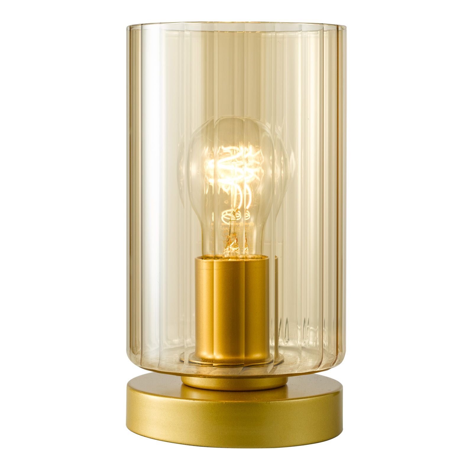 Daylin Table Lamp- Satin Black/ Satin Gold w  Ribbed Glass Finishes