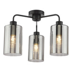 Daylin 3 Light Semi-Flush- Satin Black/ Satin Gold w  Ribbed Glass