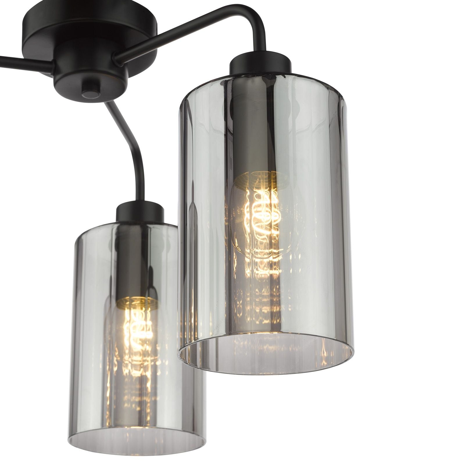 Daylin 3 Light Semi-Flush- Satin Black/ Satin Gold w  Ribbed Glass