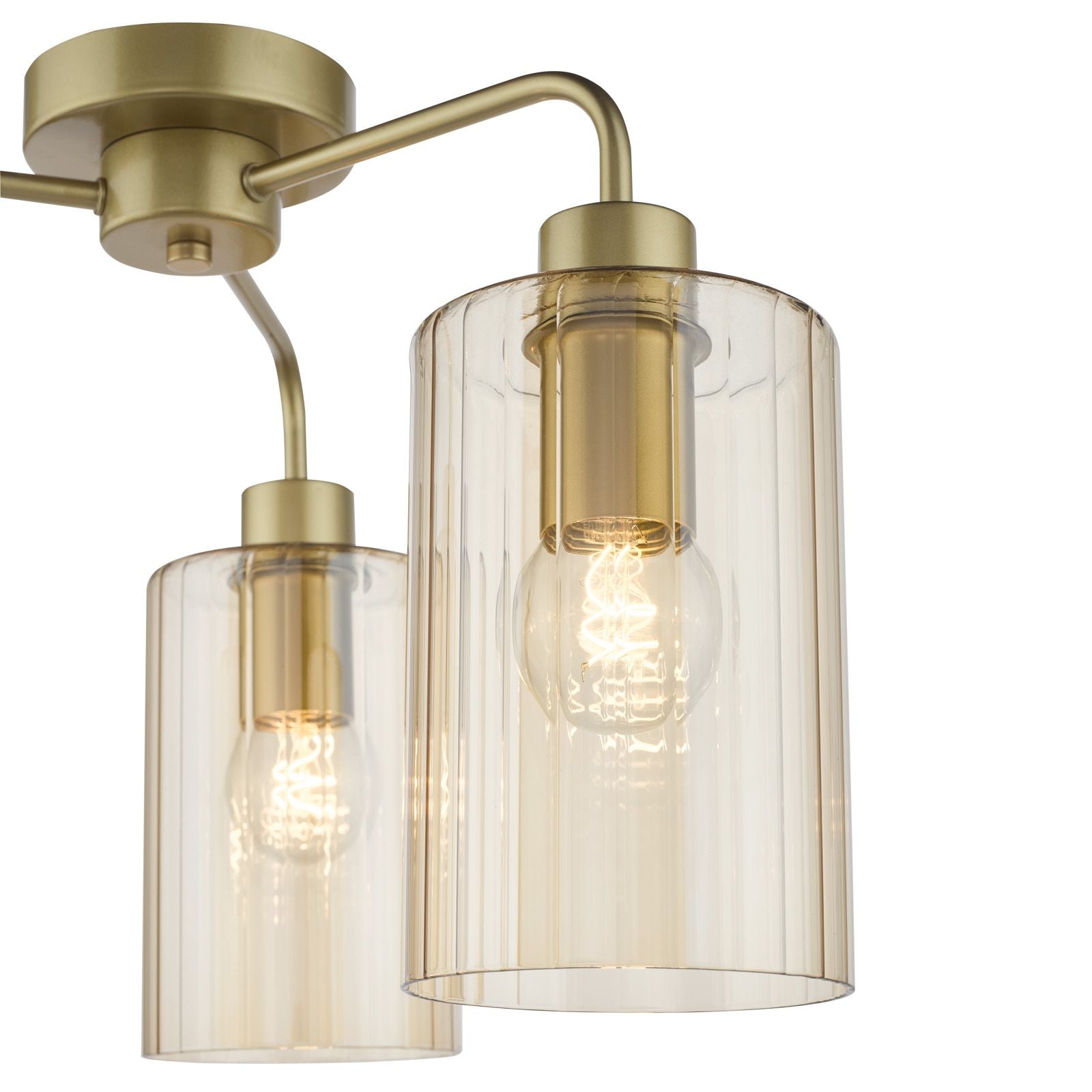Daylin 3 Light Semi-Flush- Satin Black/ Satin Gold w  Ribbed Glass