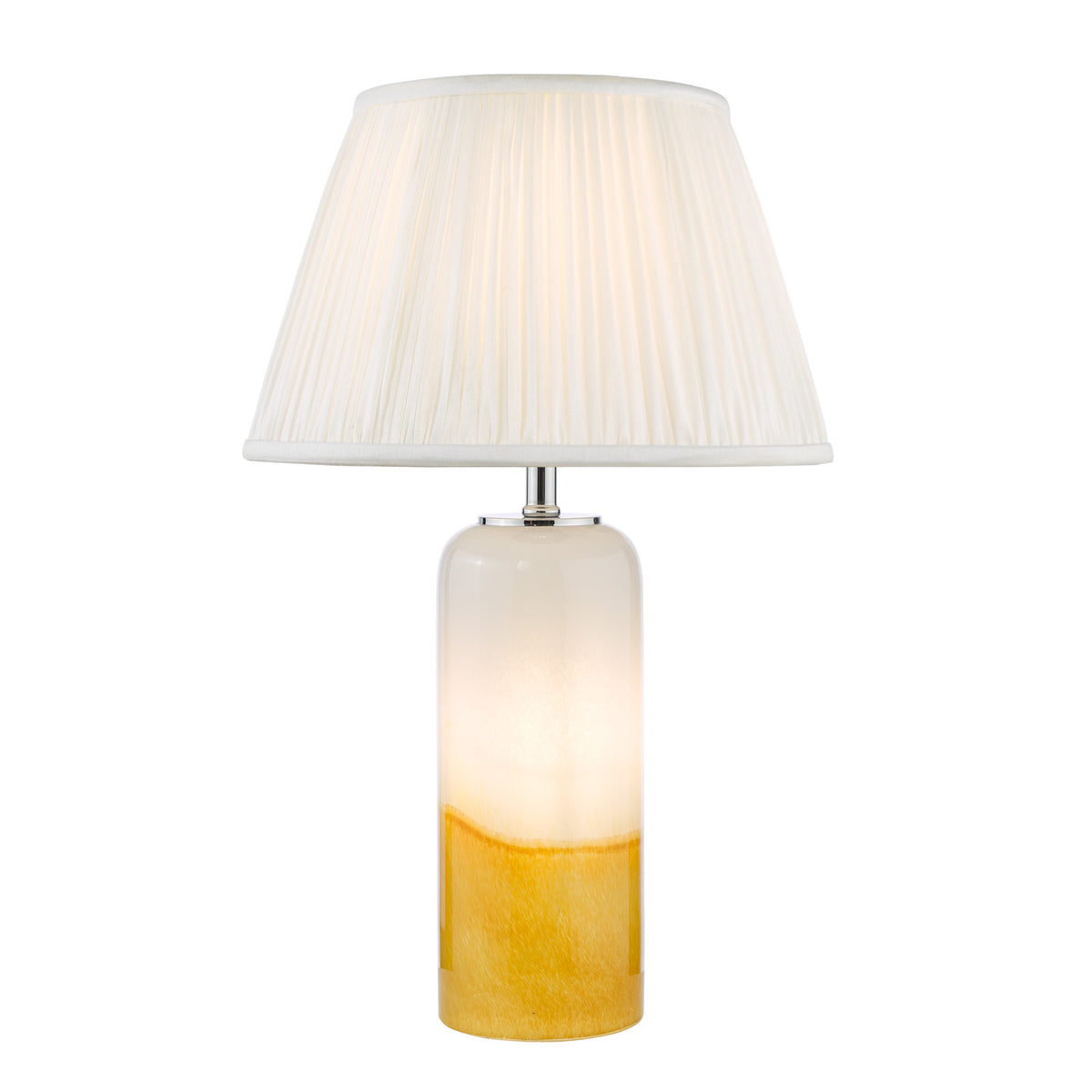 Deandra Table Lamp Yellow and White Art Glass With Shade E27