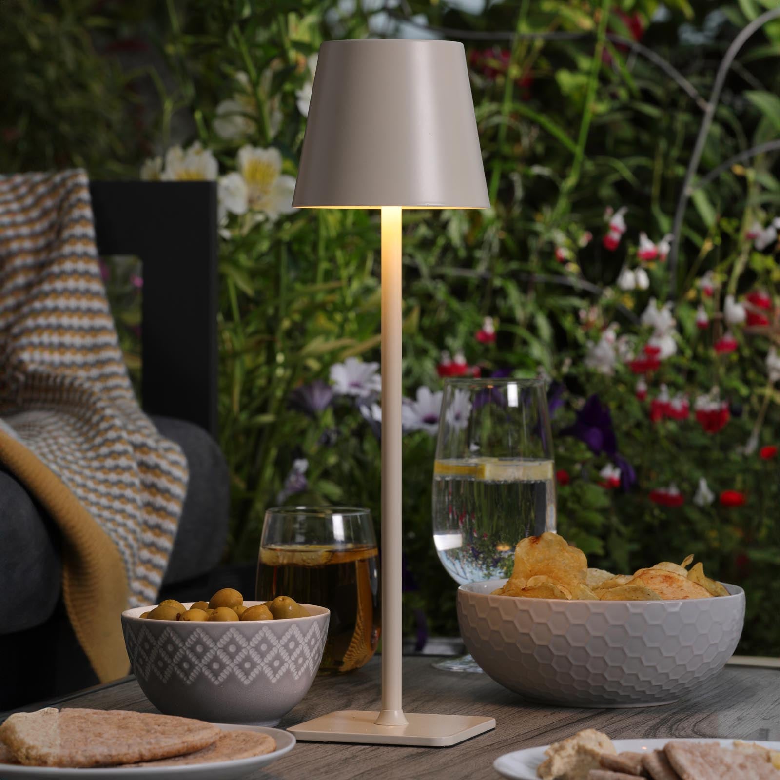 Derrick Rechargeable Outdoor Table Lamp Various Finishes IP54 Integrated LED