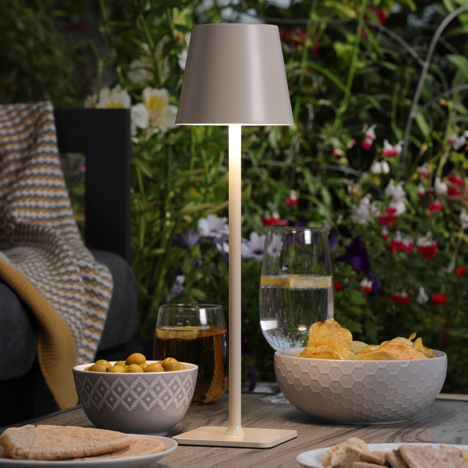 Derrick Rechargeable Outdoor Table Lamp Various Finishes IP54 Integrated LED