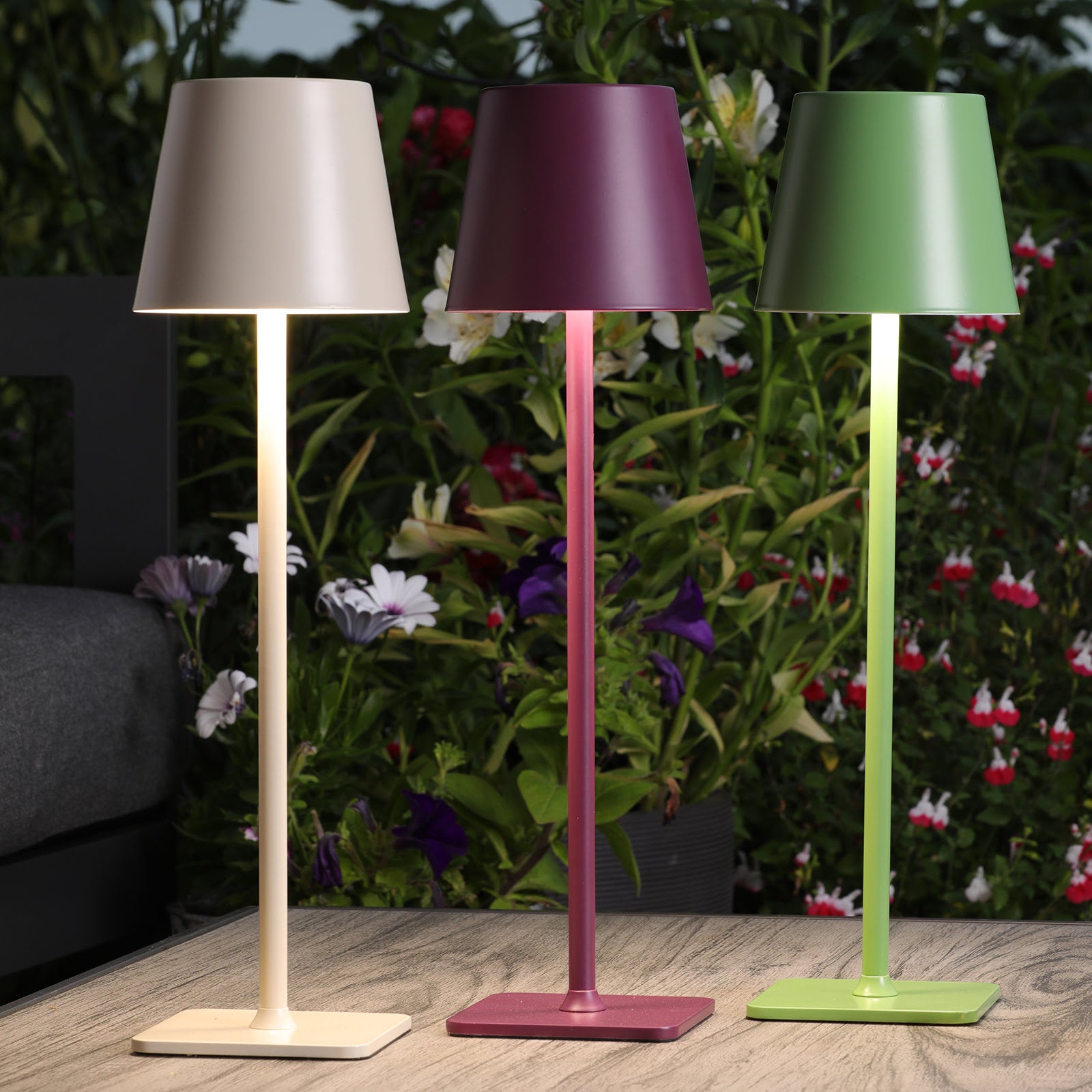 Derrick Rechargeable Outdoor Table Lamp Various Finishes IP54 Integrated LED