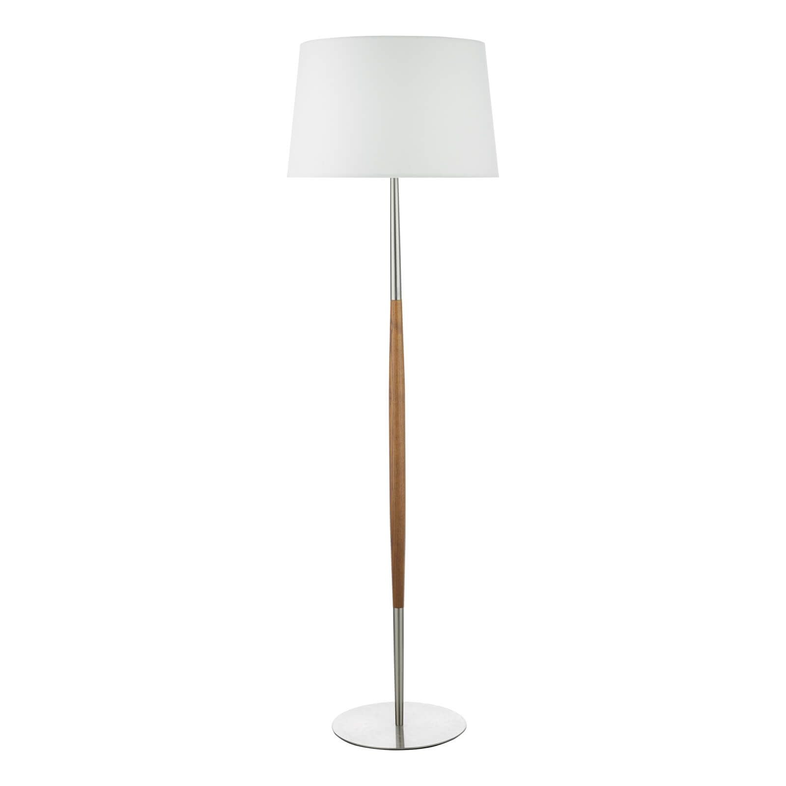 Detroit Floor Lamp Satin Nickel Walnut Detail With Shade E27