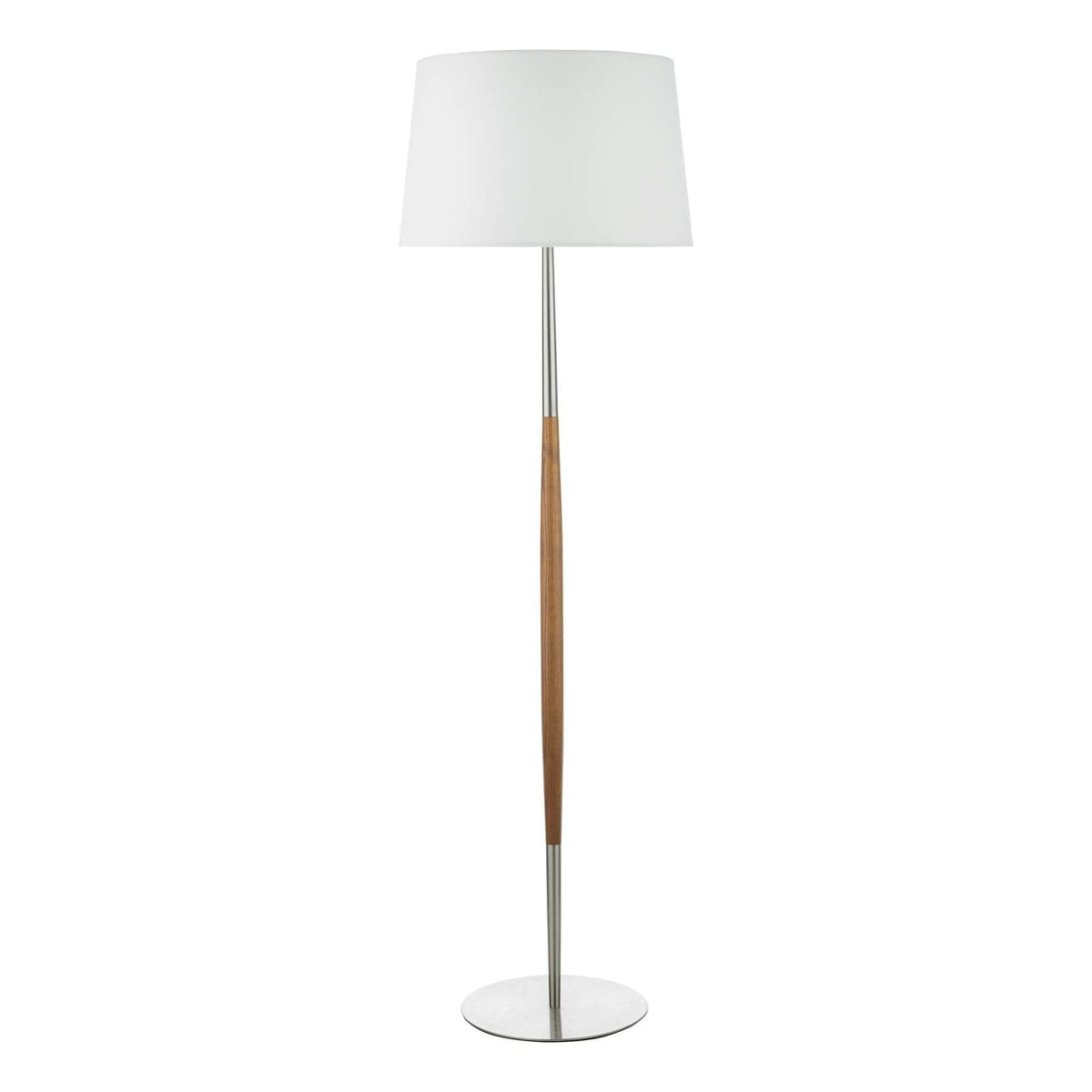 Detroit Floor Lamp Satin Nickel Walnut Detail With Shade E27