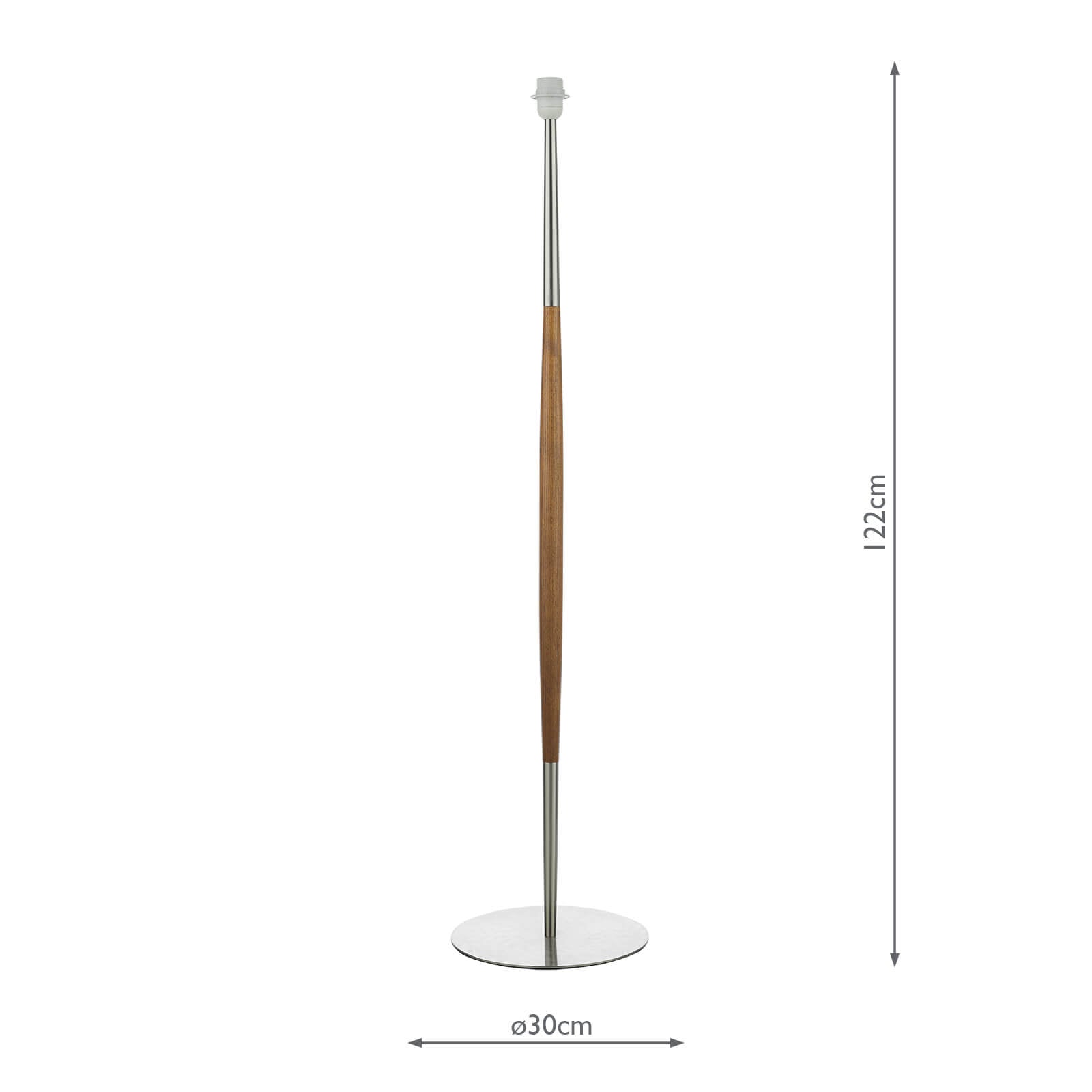 Detroit Floor Lamp Satin Nickel Walnut Detail Base Only
