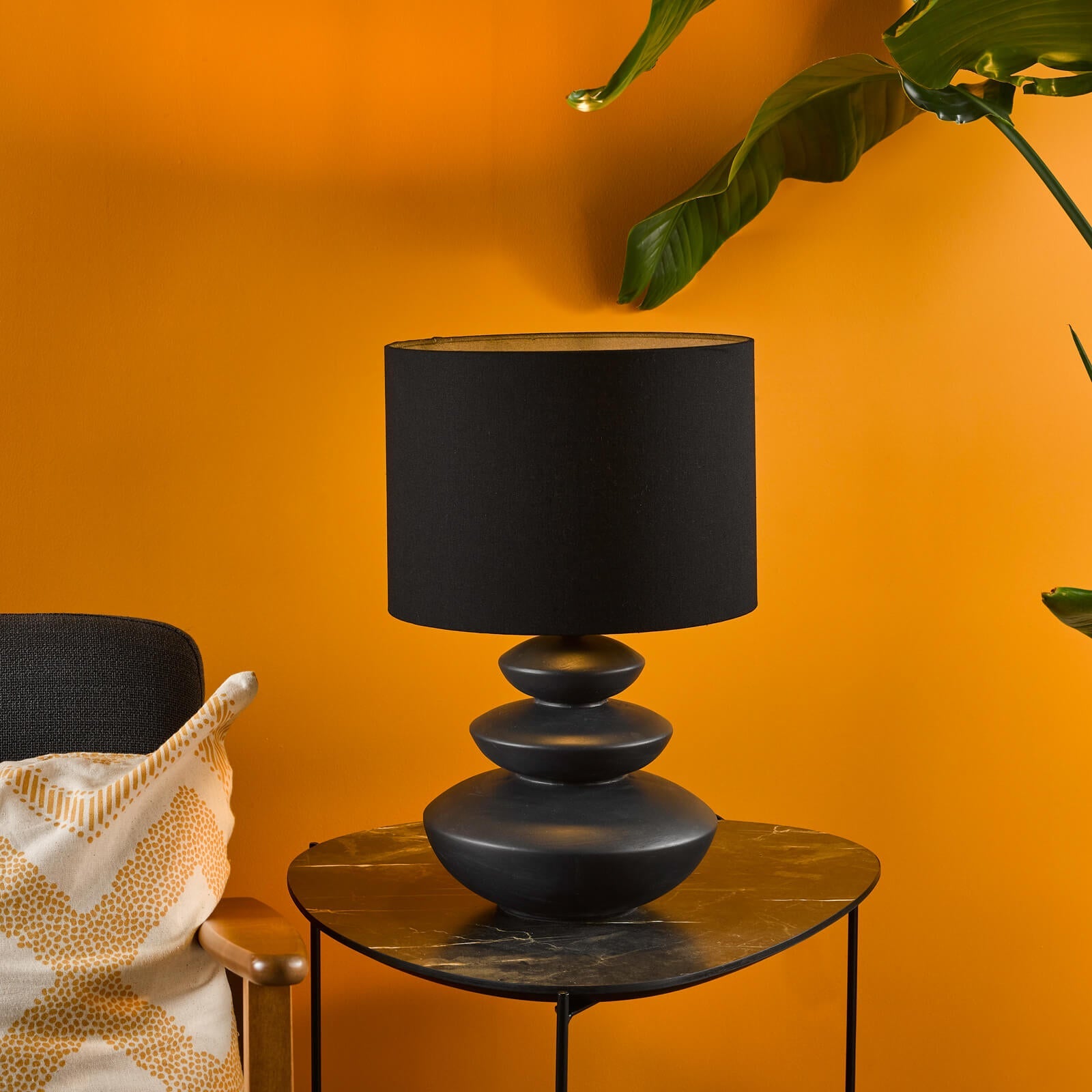 Discus Ceramic Table Lamp Grey With Shade E27