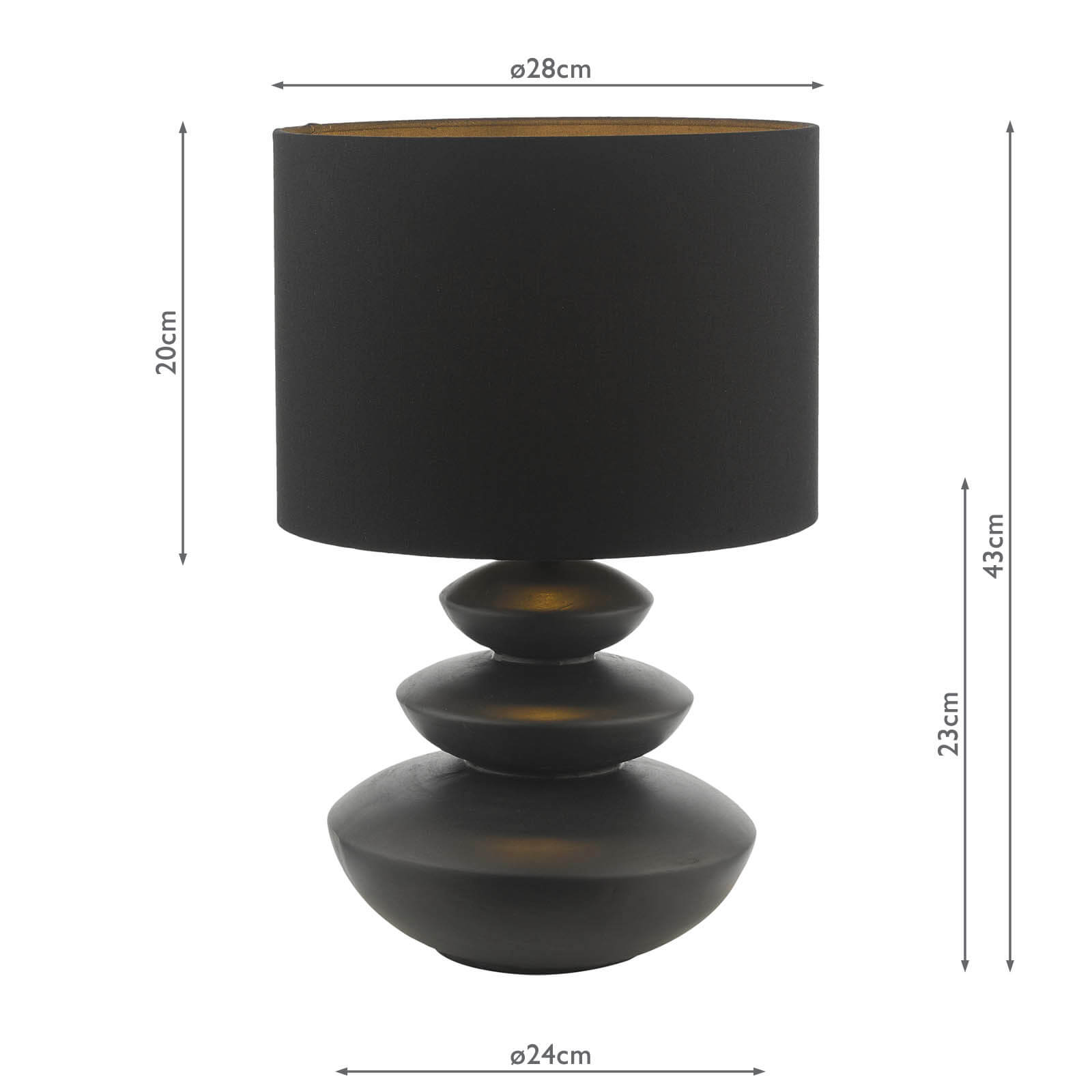 Discus Ceramic Table Lamp Grey With Shade E27