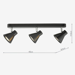 Diza 3Lt Bar Spotlight Matt Black/Matt Grey