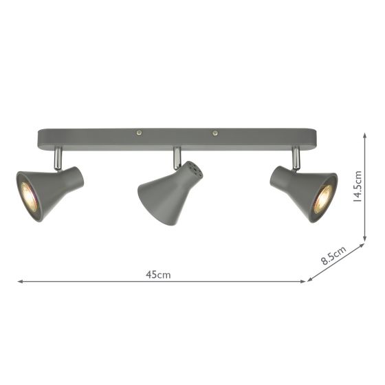 Diza 3Lt Bar Spotlight Matt Black/Matt Grey