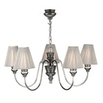 Doreen 5 Light Multi-Arm Pendant Pewter/Bespoke & Polished Pewter Complete With String Shades