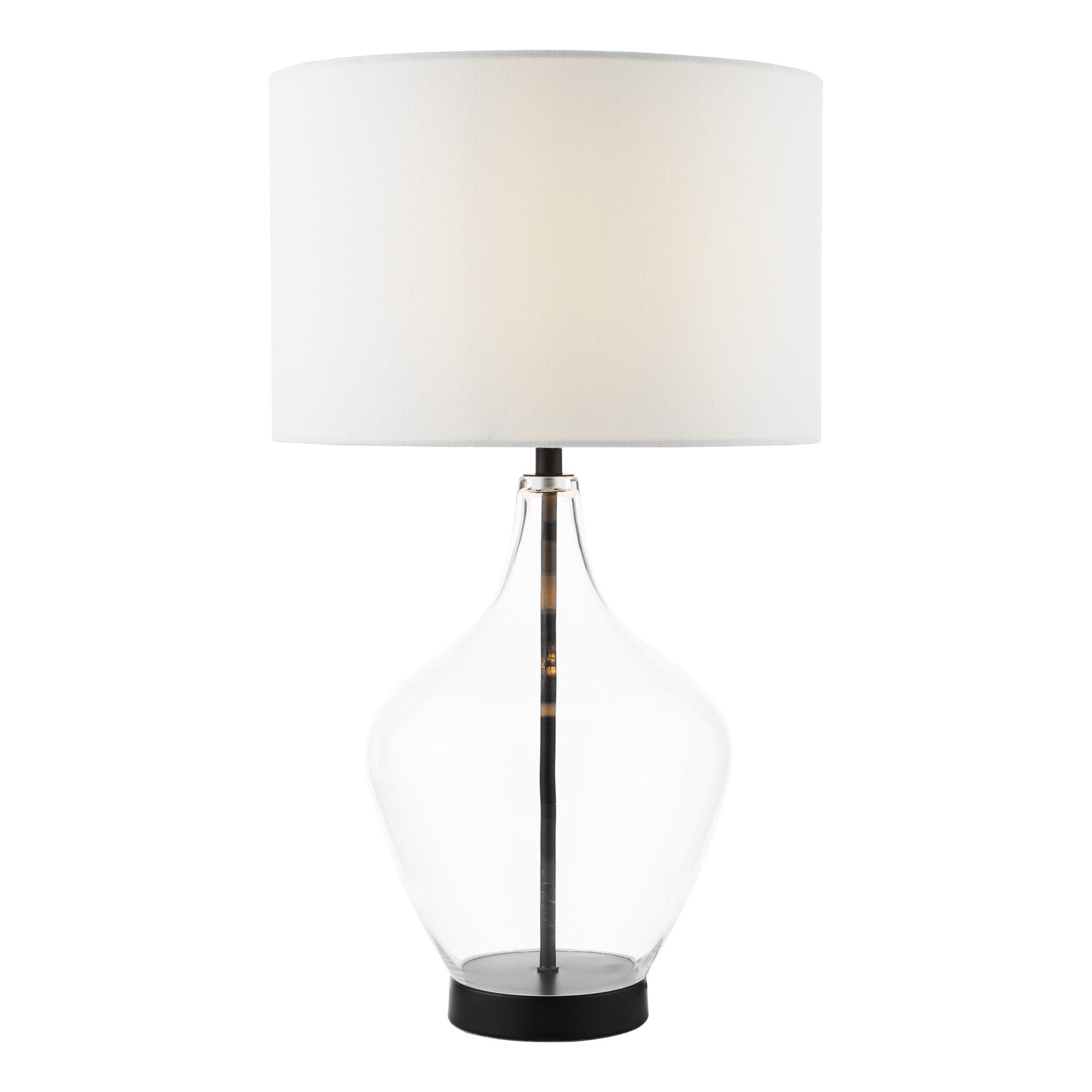 Drago Table Lamp Glass and Matt Black With Shade E27
