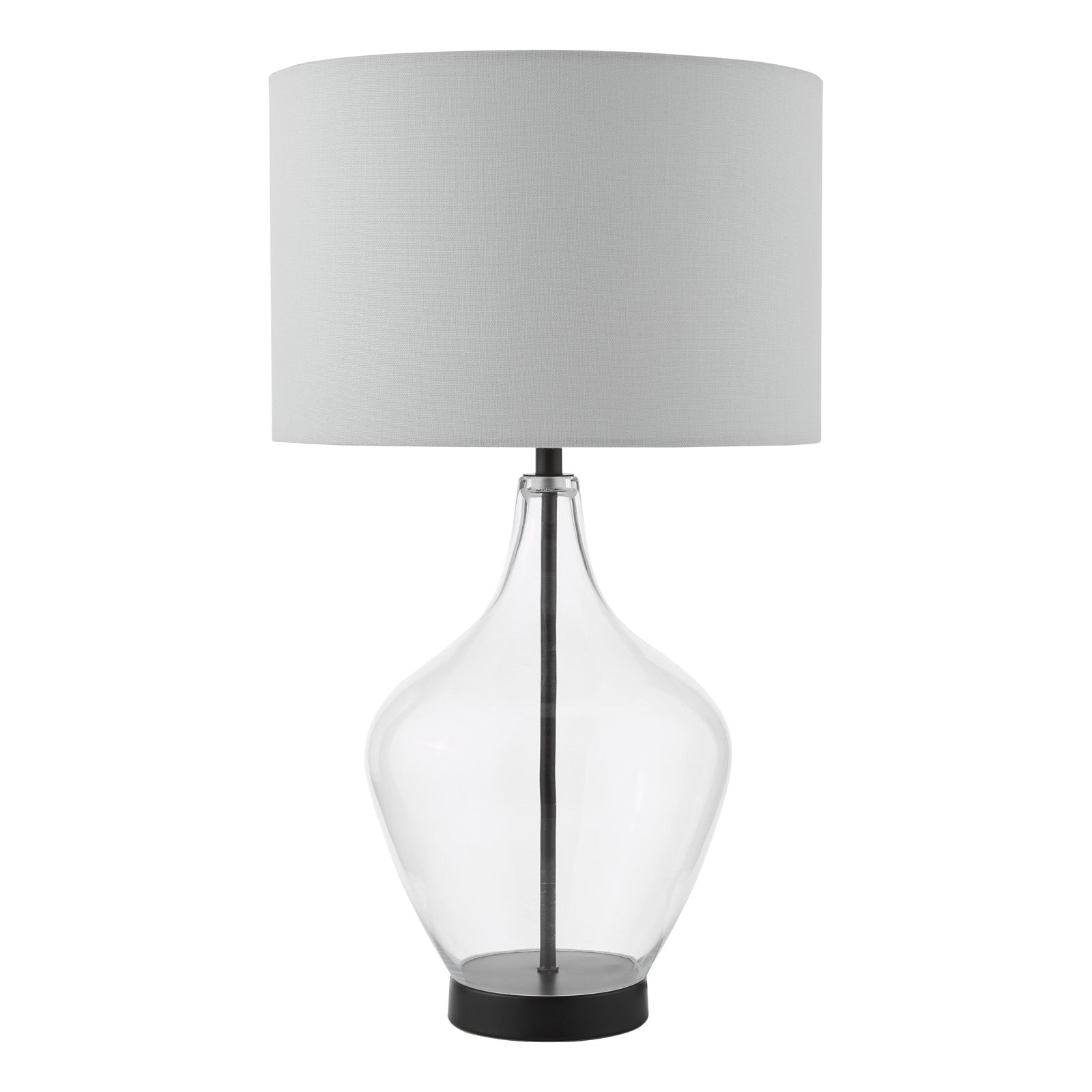 Drago Table Lamp Glass and Matt Black With Shade E27