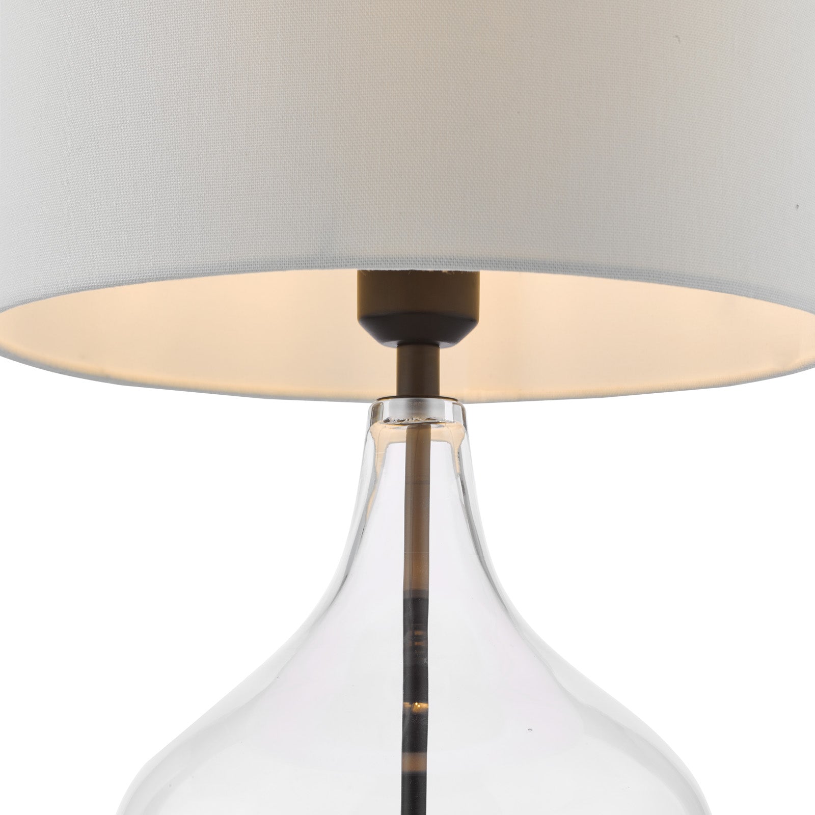 Drago Table Lamp Glass and Matt Black With Shade E27