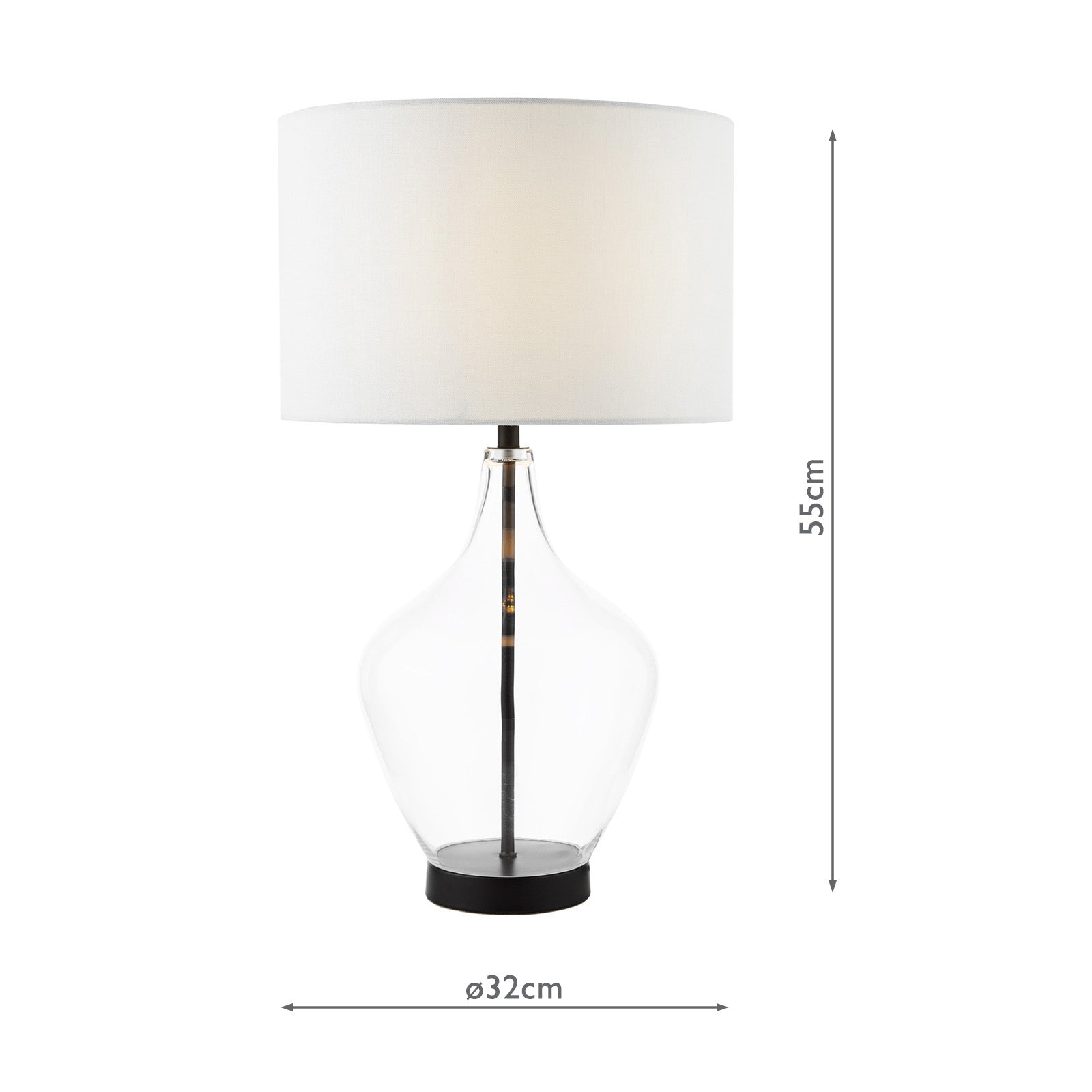 Drago Table Lamp Glass and Matt Black With Shade E27