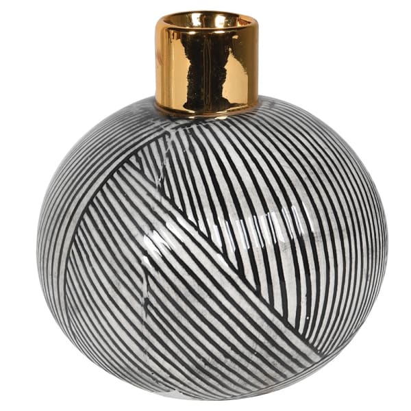 Small Black and White Lines Round Bud Vase - Christmas Gift