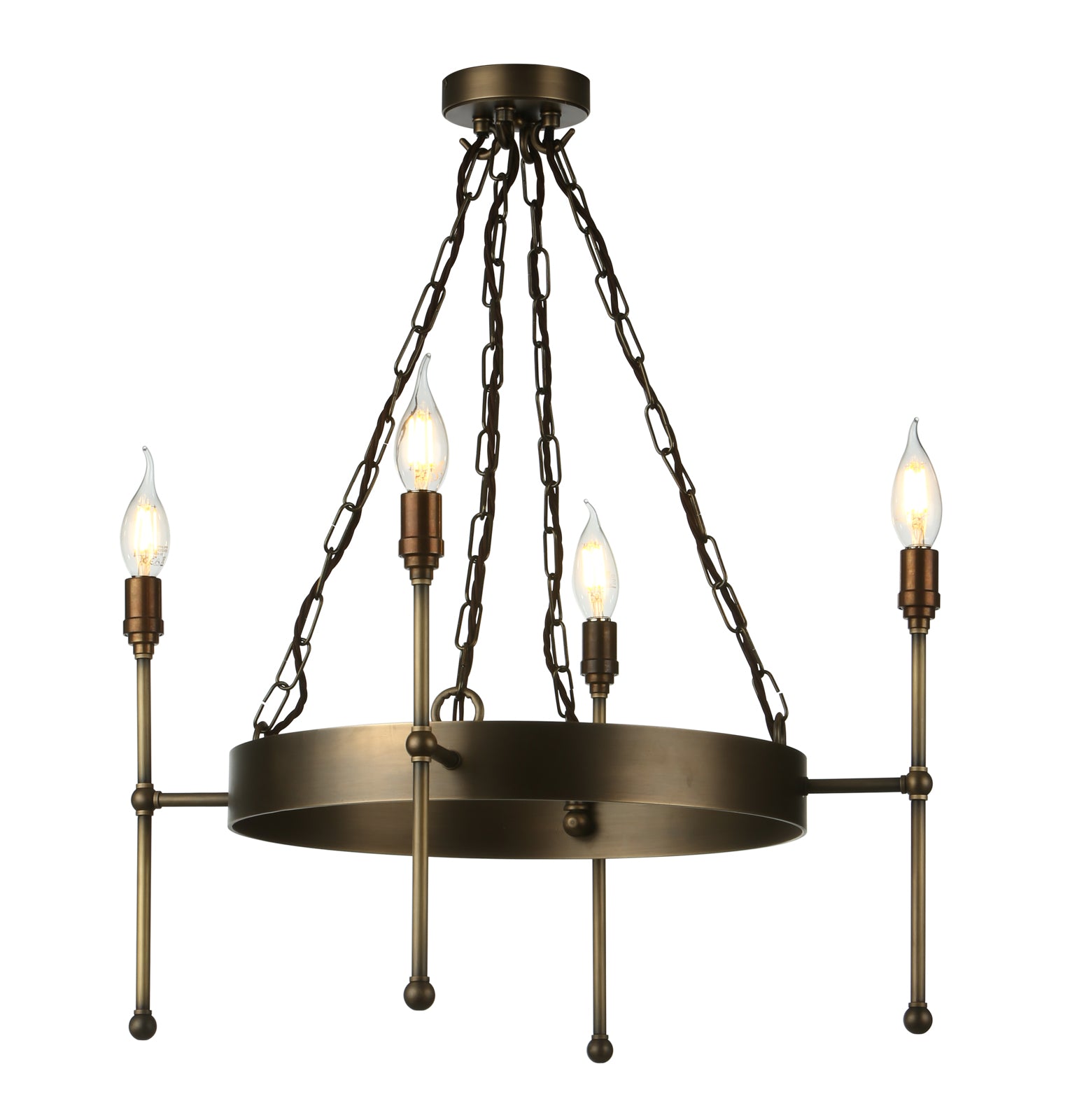 David Hunt Durrell 4 Light Multi-Arm Pendant In Antique Brass Fitting Only