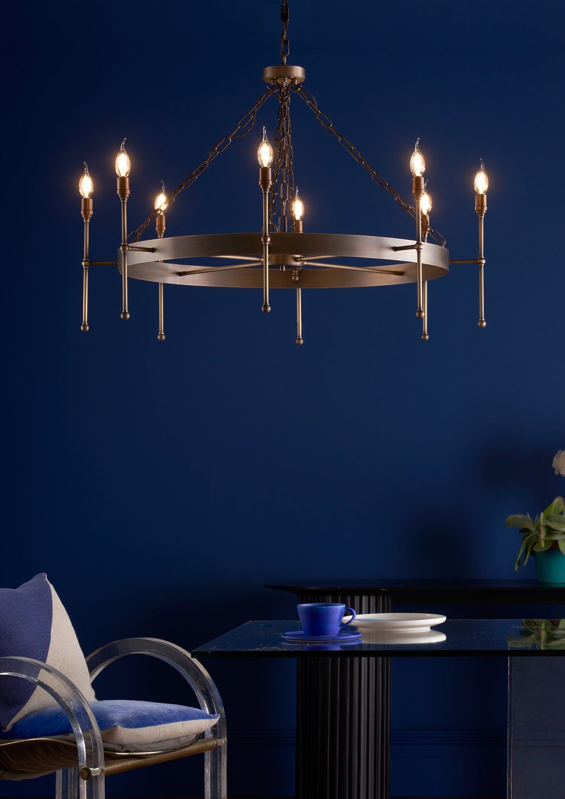 Durrell 8 Light Armed Pendant Antique Brass Fitting Only