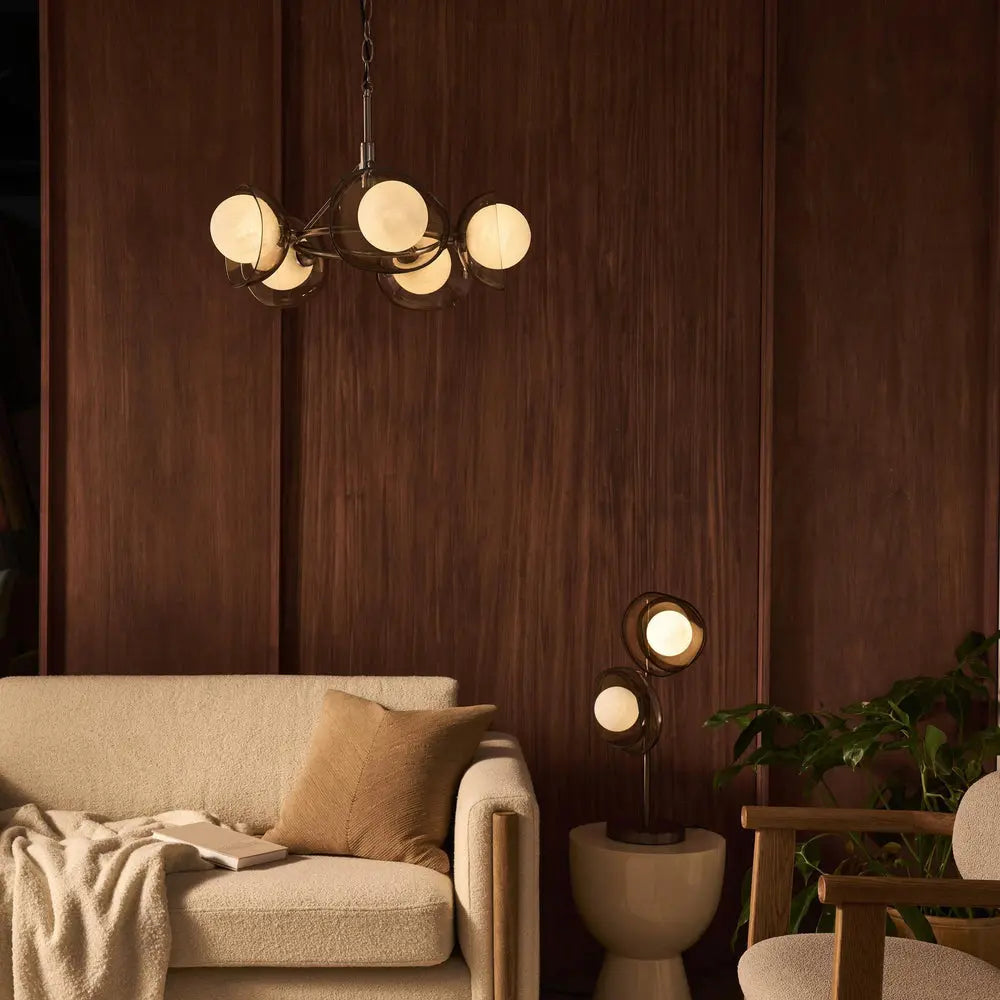 Dulwich Glass Layered Chandelier Light 20 Inch - Mocha Bronze Finish