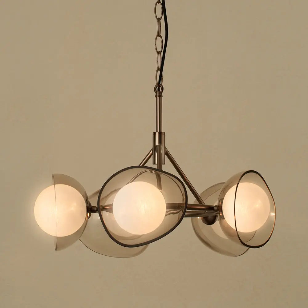 Dulwich Glass Layered Chandelier Light 20 Inch - Mocha Bronze Finish