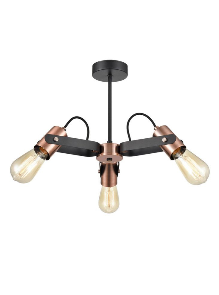 Azure 3Lt Ceiling Flush Fitting - Black & Copper Finish