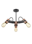 Azure 3Lt Ceiling Flush Fitting - Black & Copper Finish