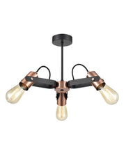 Azure 3Lt Ceiling Flush Fitting - Black & Copper Finish