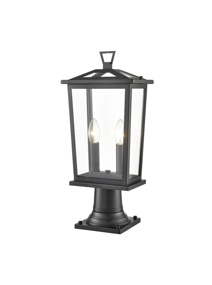 Catherby 2Lt Exterior Pedestal In Matt Black