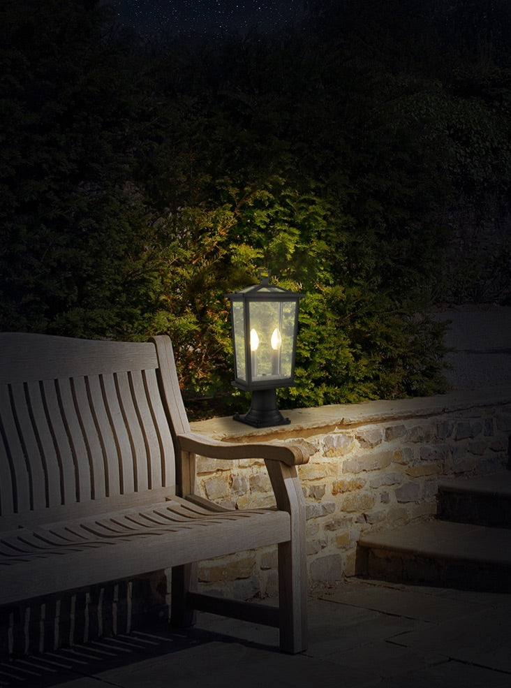 Catherby 2Lt Exterior Pedestal In Matt Black