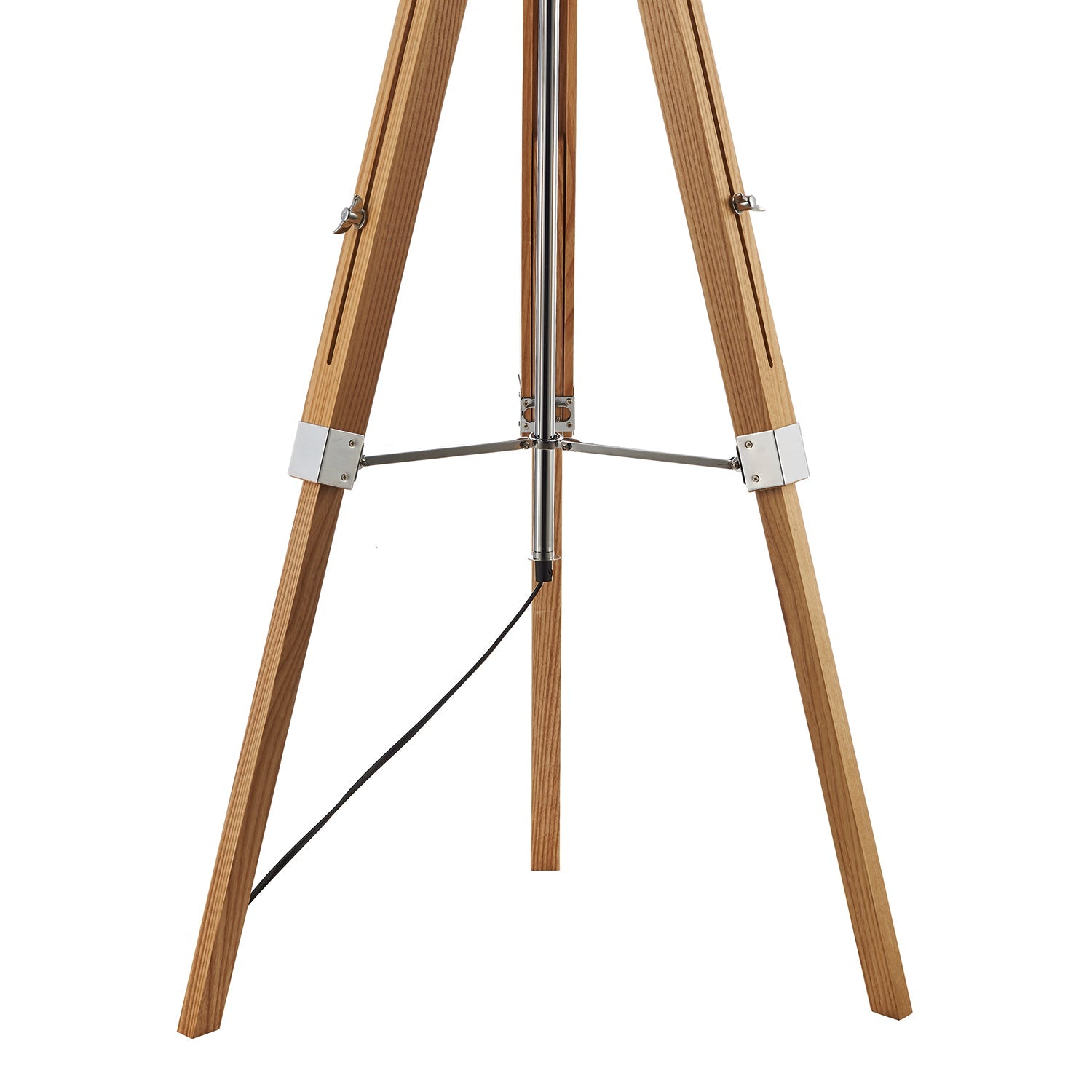 Easel Tripod Floor Lamp, Light Wood, Polished Chrome - Base Only