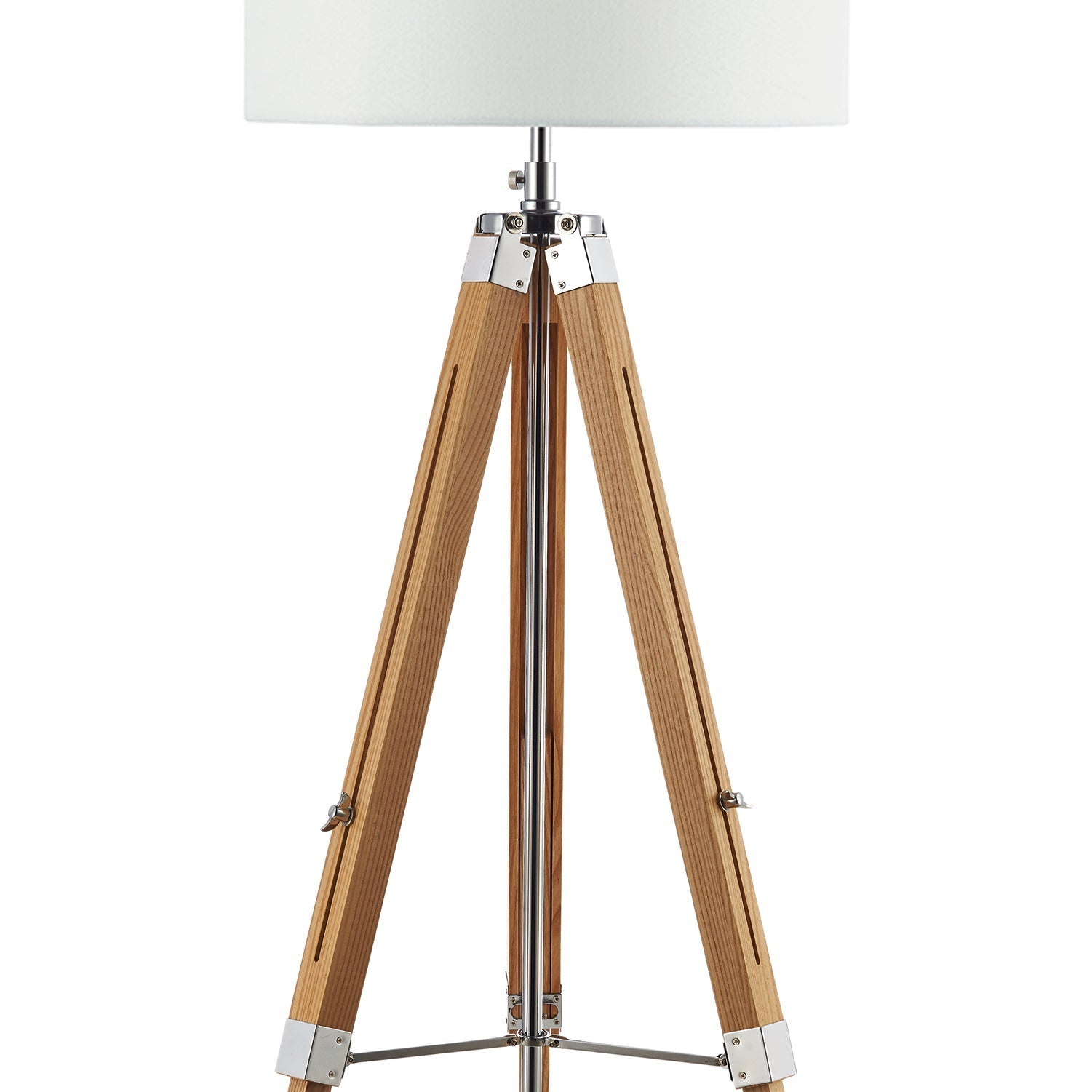 Easel Tripod Floor Lamp, Light Wood, Polished Chrome - Base Only