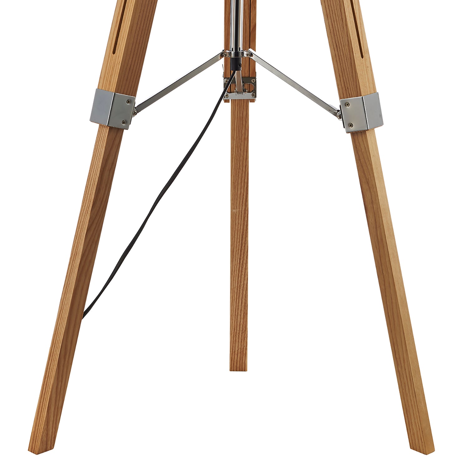 Easel Tripod Floor Lamp, Light Wood, Polished Chrome - Base Only