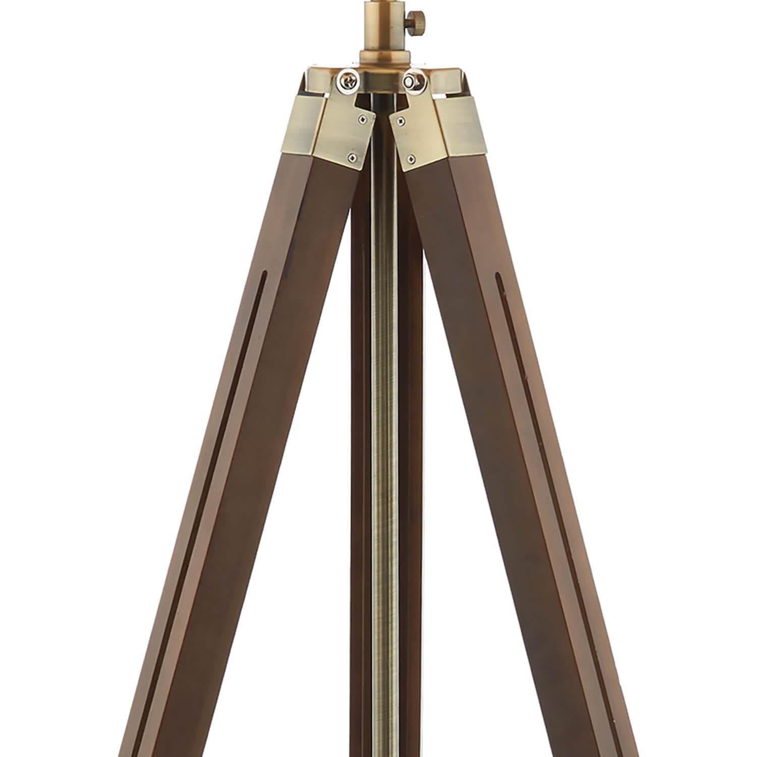 Easel Tripod Floor Lamp Dark Wood Antique Brass/Polished Chrome With Shade E27