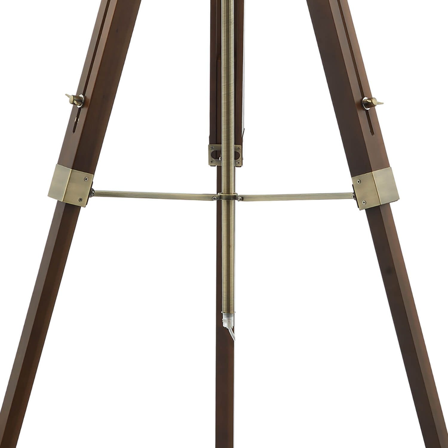 Easel Tripod Floor Lamp Dark Wood Antique Brass/Polished Chrome With Shade E27