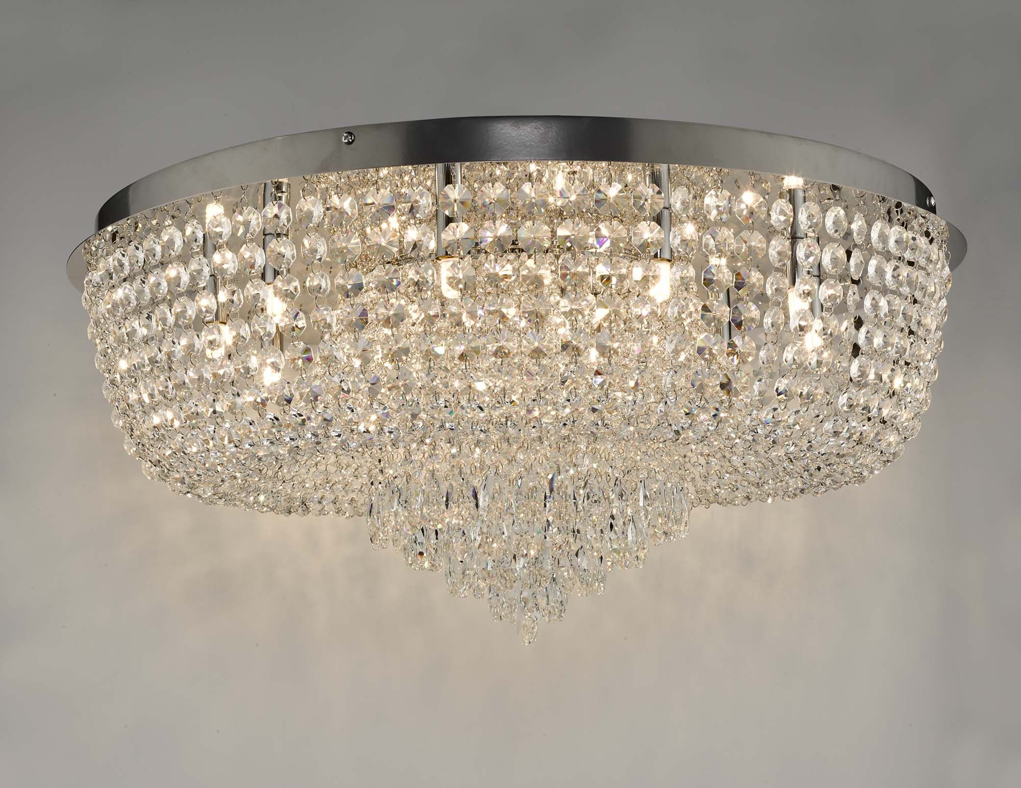 Eitan 9 Light Beaded Flush Clear and Polished Chrome