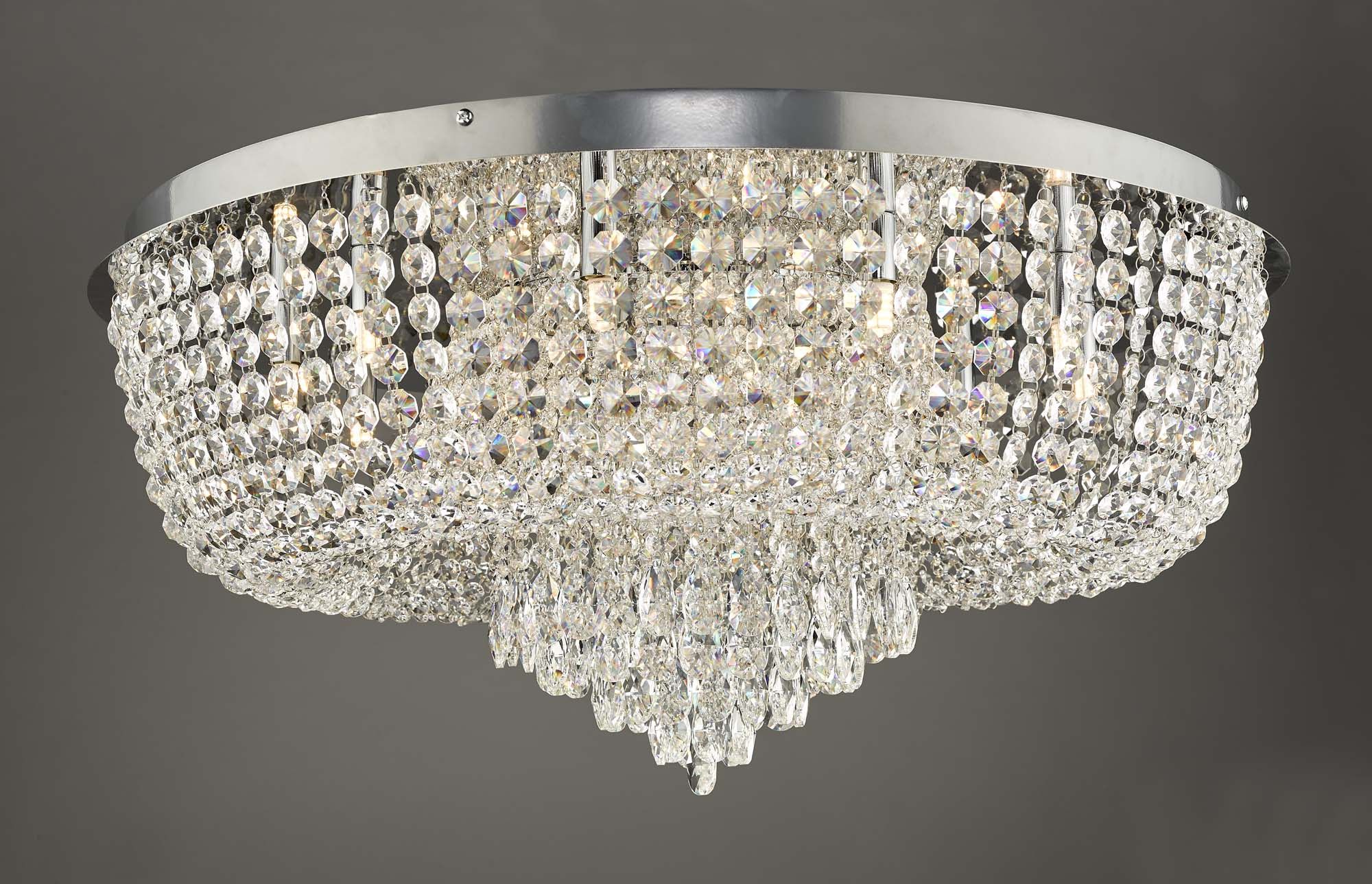 Eitan 9 Light Beaded Flush Clear and Polished Chrome