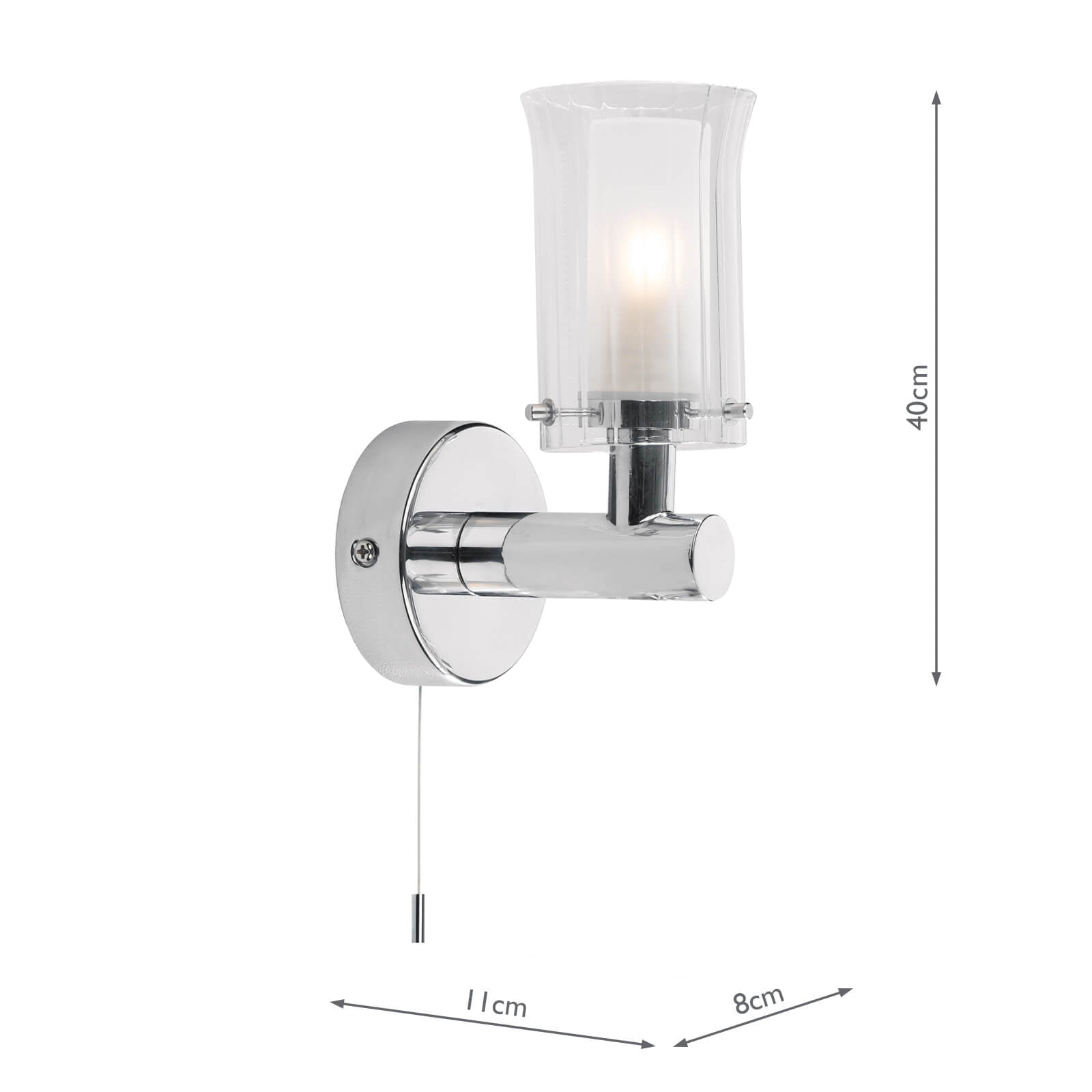 Elba Bathroom Wall Light Polished Gold/Chrome Glass IP44