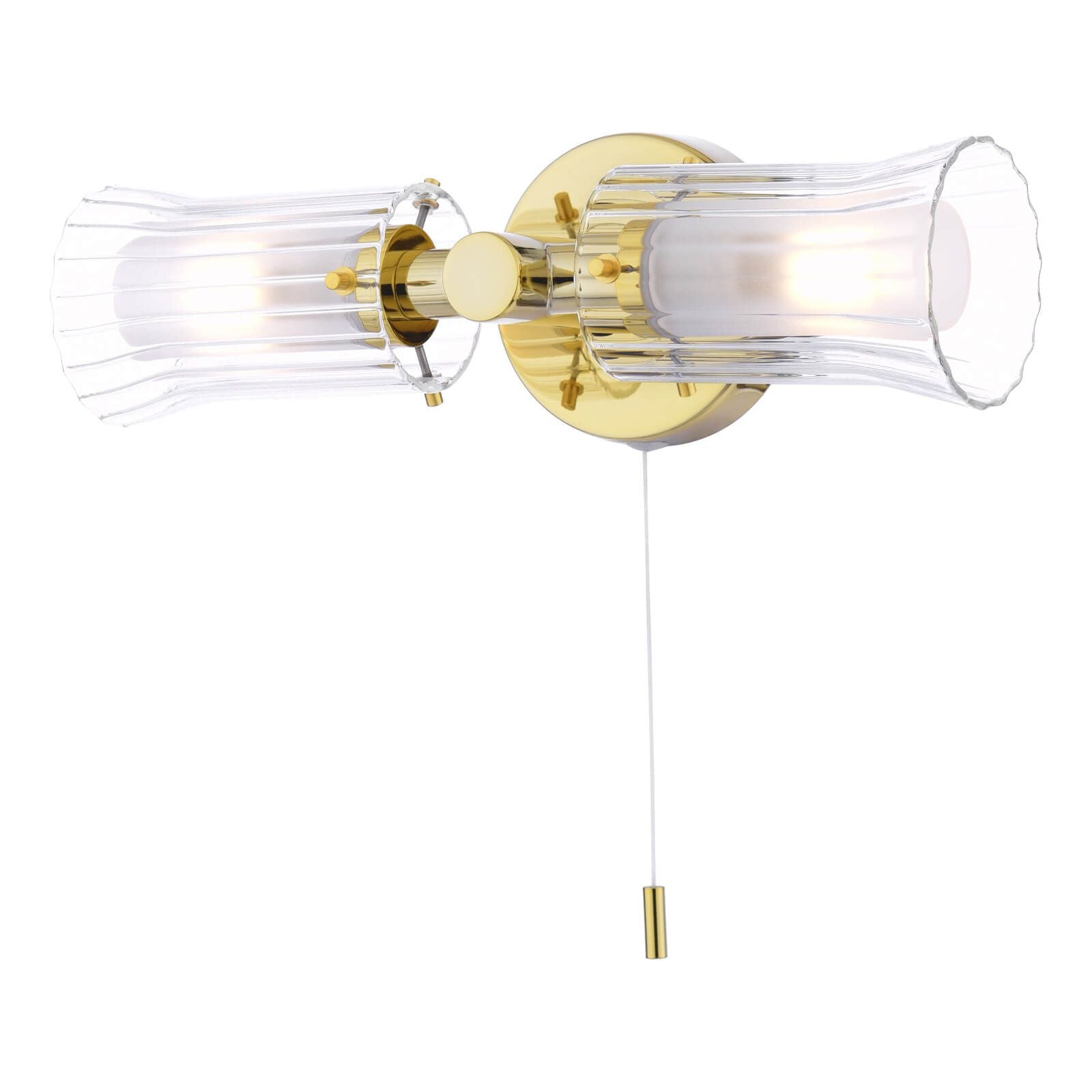 Elba Bathroom 2 Light Wall Light Polished Chrome/Gold Glass IP44