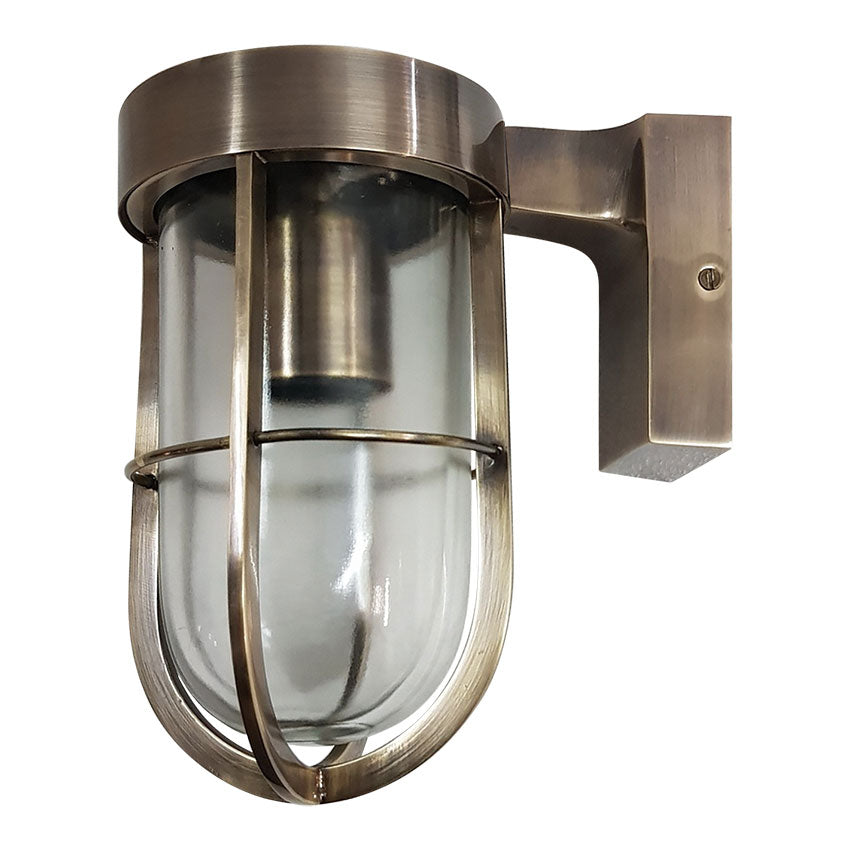 Dursey Outdoor Wall Light - Satin Nickel / Antique Brass